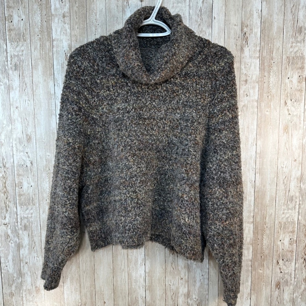 William Rast Women's Turtleneck Sweater Cozy Pullover Knit Medium black Brown